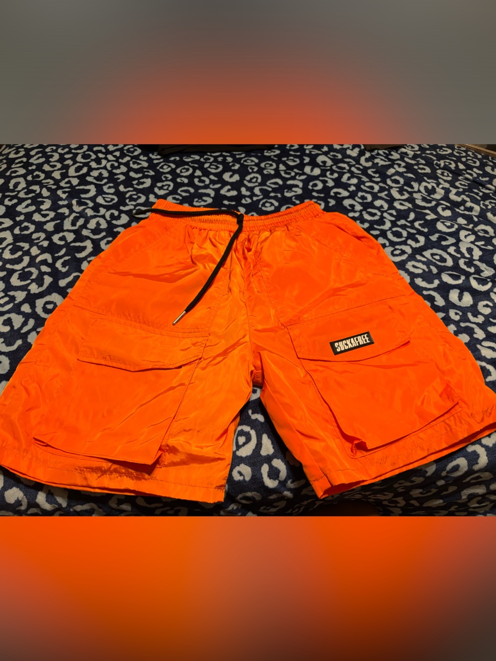 Suckafree Bright Orange Cargo Shorts